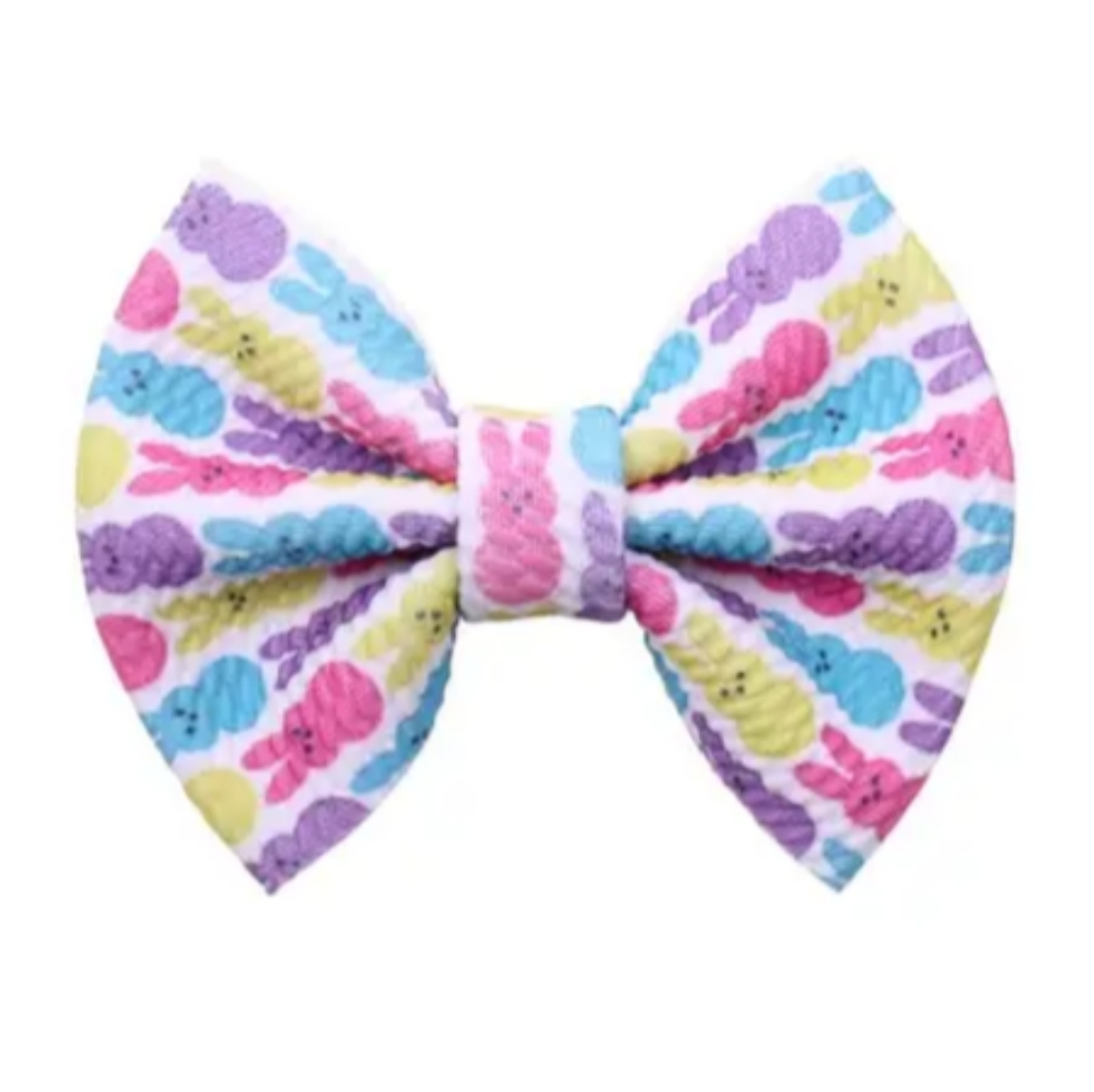 Easter Bunny Peeps Girls Hair Bow Clip 4 Inches